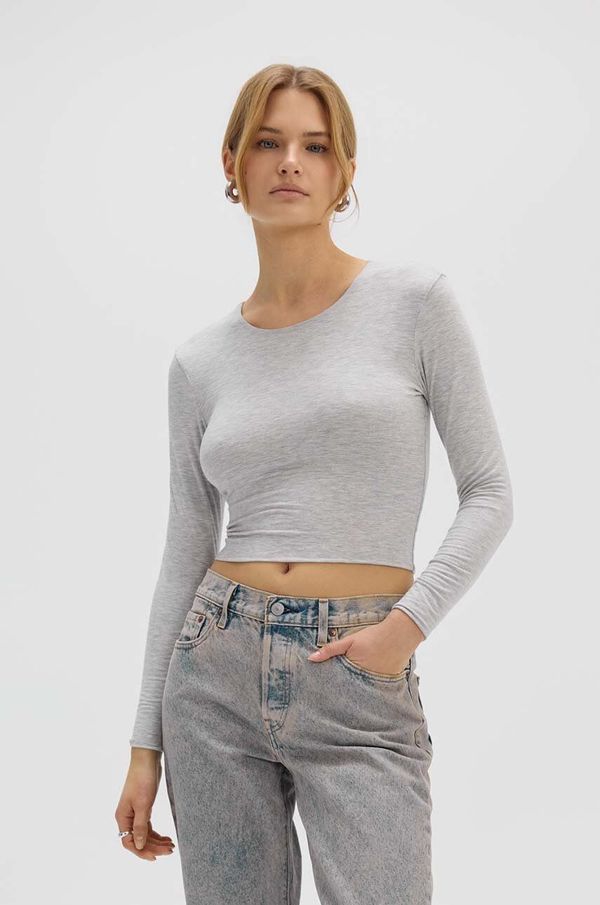 Saint Body Majica Saint Body CROP TOP GREY ženska, siva barva, SB.531