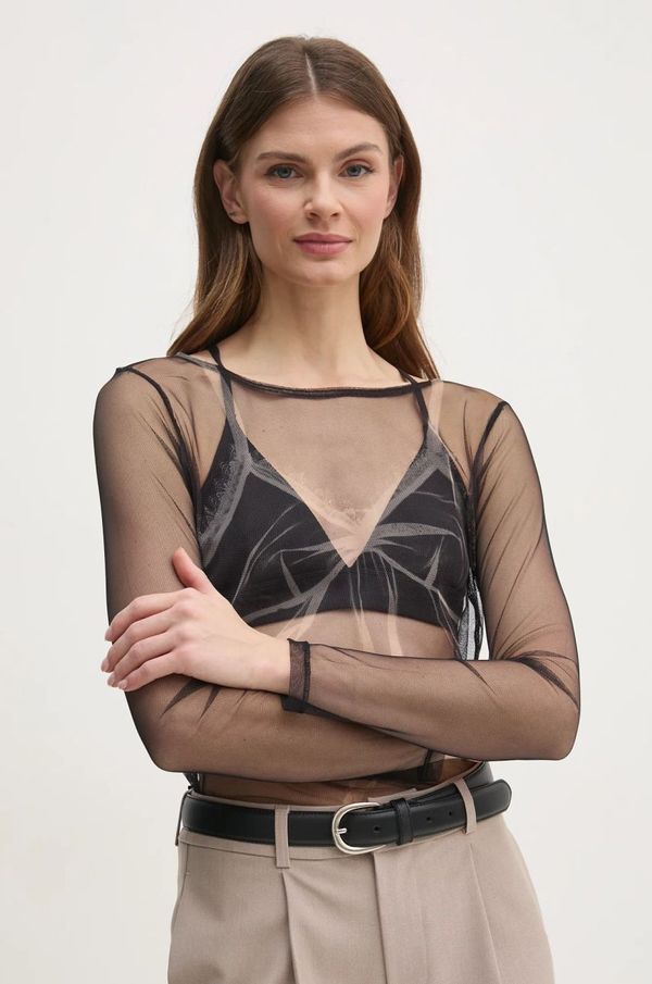 Sisley Majica Sisley ženska, črna barva, 39ZHL106P