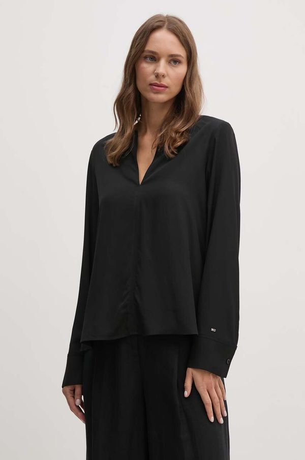 Tommy Hilfiger Majica Tommy Hilfiger ženska, črna barva, WW0WW43364