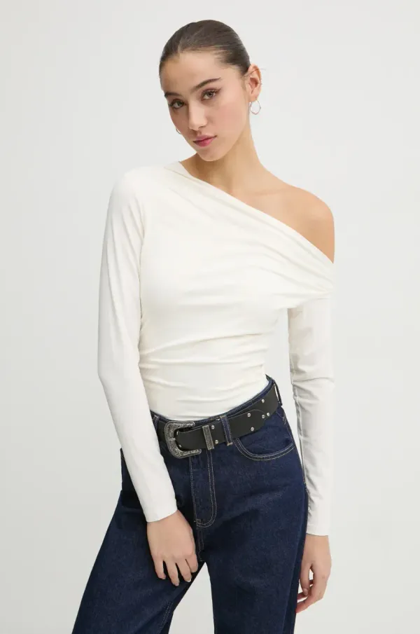 Abercrombie & Fitch Majica z dolgimi rokavi Abercrombie & Fitch ženska, bež barva, KI139-4736