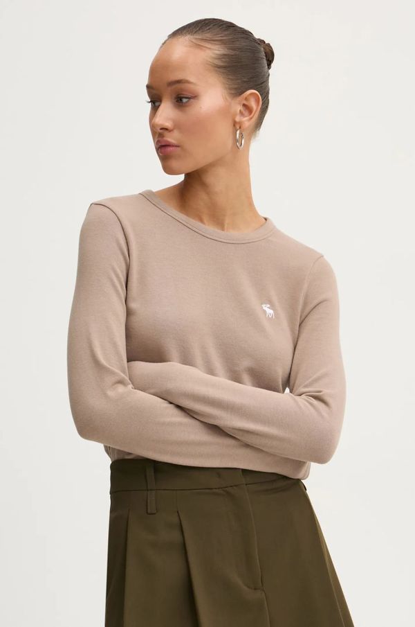 Abercrombie & Fitch Majica z dolgimi rokavi Abercrombie & Fitch ženska, bež barva, KI139-4833
