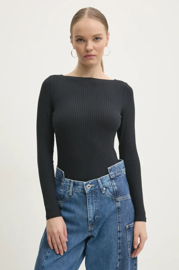 Abercrombie & Fitch Majica z dolgimi rokavi Abercrombie & Fitch ženska, črna barva, KI139-4606