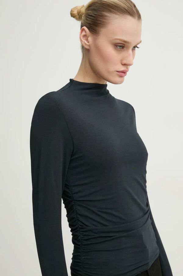 Abercrombie & Fitch Majica z dolgimi rokavi Abercrombie & Fitch ženska, črna barva, KI139-4795