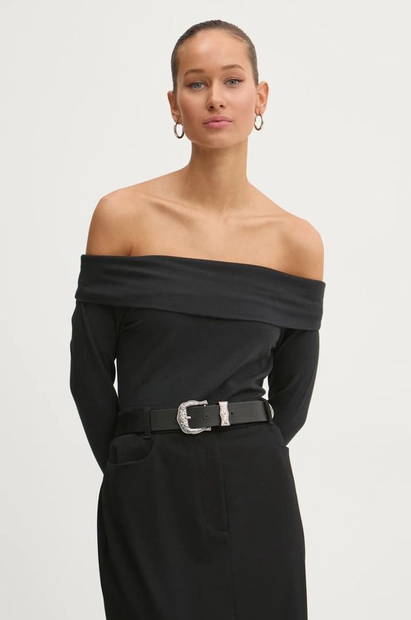 Abercrombie & Fitch Majica z dolgimi rokavi Abercrombie & Fitch ženska, črna barva, KI139-5002