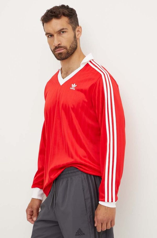 adidas Originals Majica z dolgimi rokavi adidas Originals Adicolor Piqué Football Long Sleeve moška, rdeča barva, IX5226