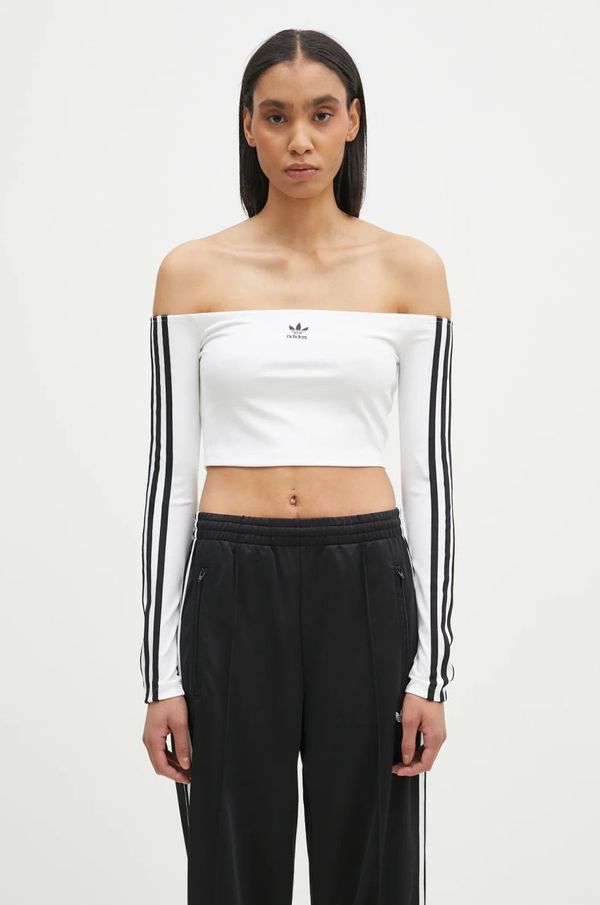 adidas Originals Majica z dolgimi rokavi adidas Originals Off Shoulder ženska, bela barva, JD0275