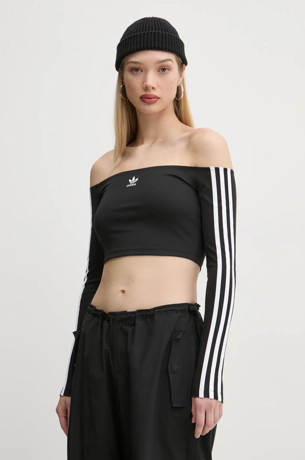 adidas Originals Majica z dolgimi rokavi adidas Originals Off Shoulder ženska, črna barva, JD0274