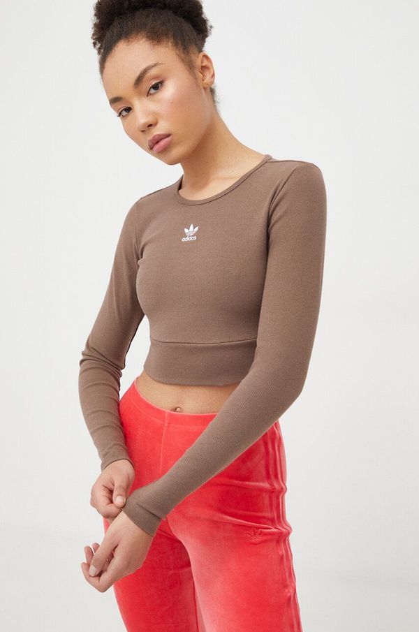 adidas Originals Majica z dolgimi rokavi adidas Originals ženski, rjava barva