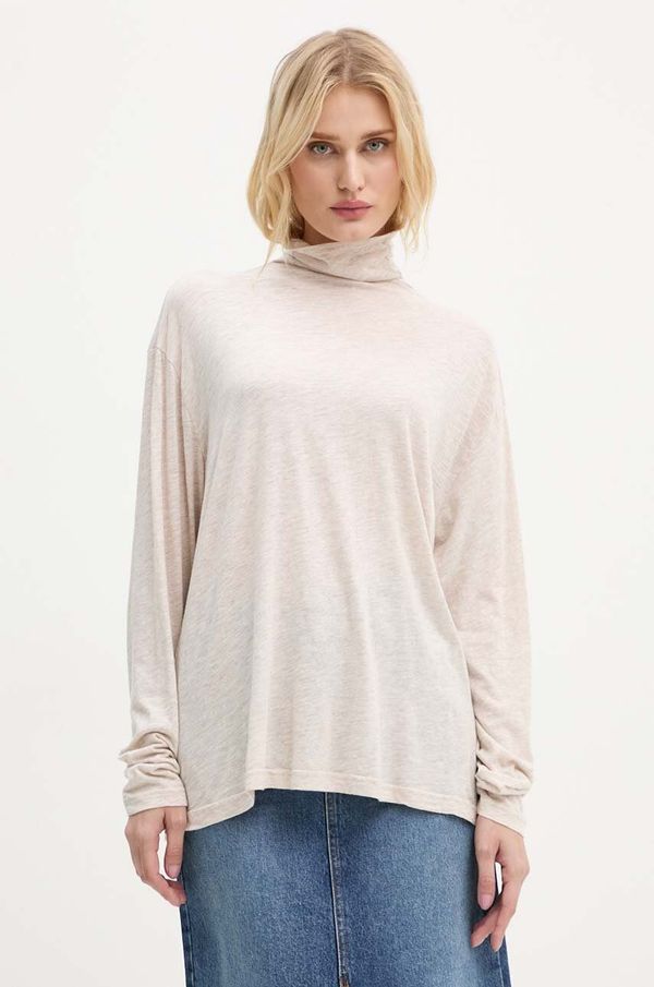 American Vintage Majica z dolgimi rokavi American Vintage ženska, bež barva, JAC02BH24