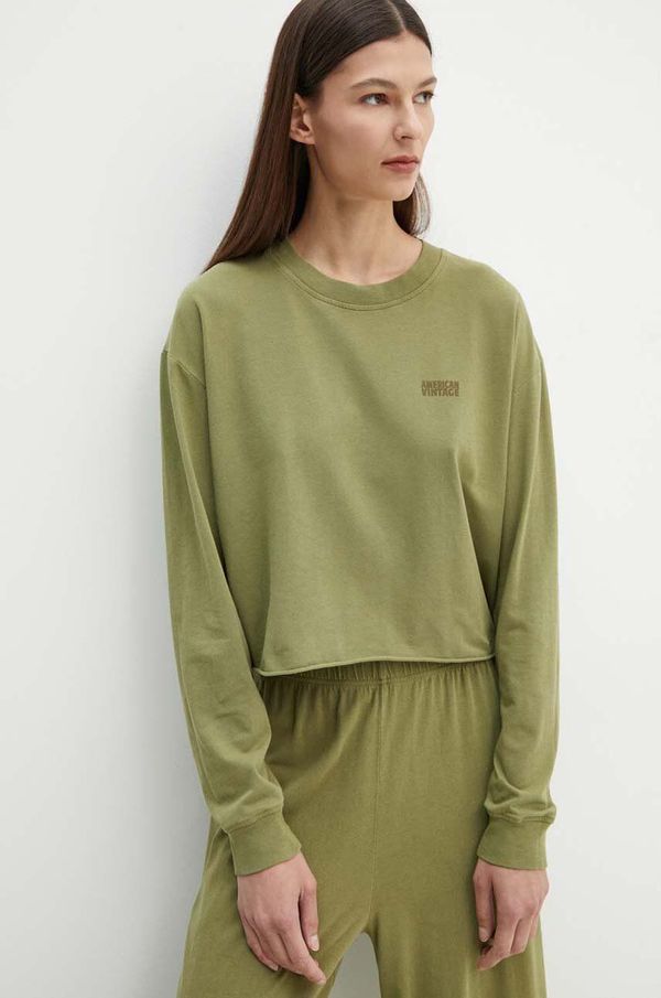 American Vintage Majica z dolgimi rokavi American Vintage ženska, zelena barva, PYM02BH24
