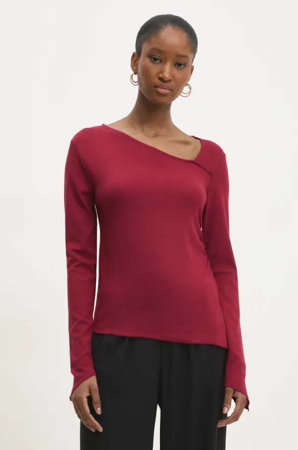 Answear Lab Majica z dolgimi rokavi Answear Lab ženski, bordo barva