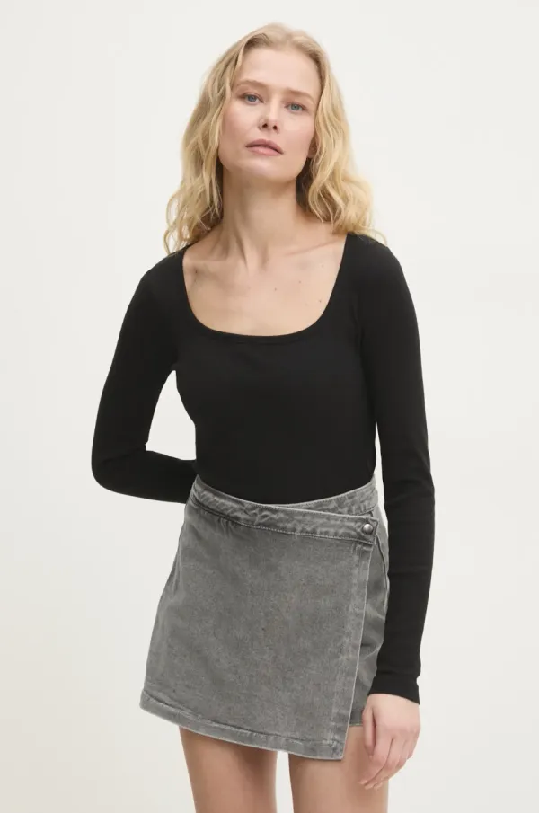 Answear Lab Majica z dolgimi rokavi Answear Lab ženski, črna barva