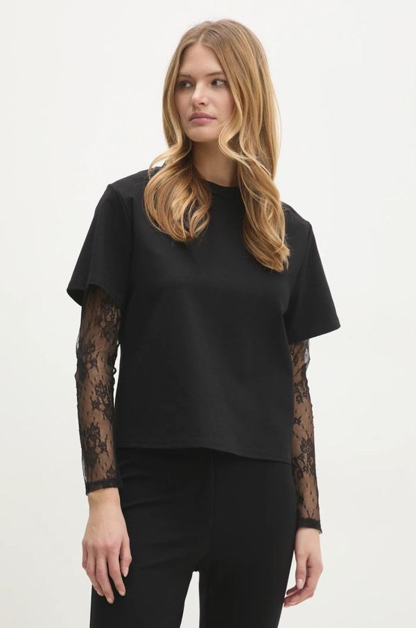 Answear Lab Majica z dolgimi rokavi Answear Lab ženski, črna barva