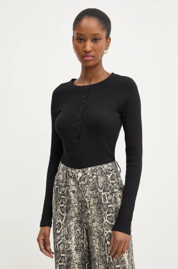 Answear Lab Majica z dolgimi rokavi Answear Lab ženski, črna barva