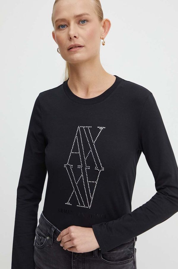 Armani Exchange Majica z dolgimi rokavi Armani Exchange ženska, črna barva, 6DYT05 YJDTZ