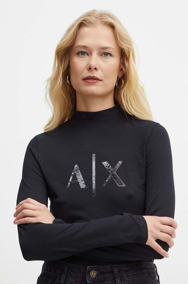 Armani Exchange Majica z dolgimi rokavi Armani Exchange ženska, črna barva, XW000061 AF10355