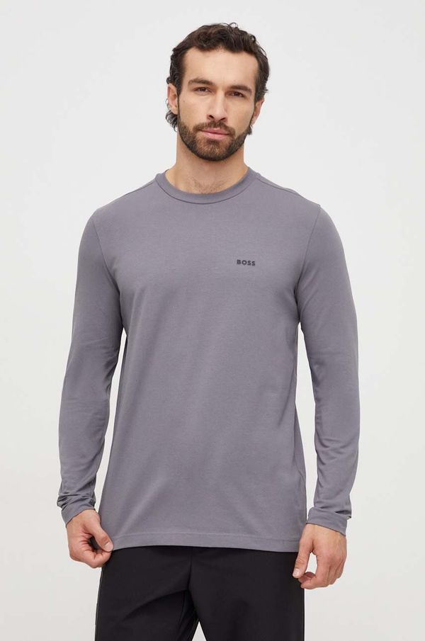 Boss Green Majica z dolgimi rokavi Boss Green moška, siva barva, 50506365