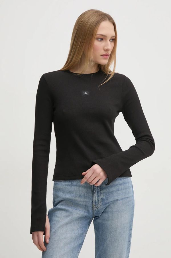 Calvin Klein Jeans Majica z dolgimi rokavi Calvin Klein Jeans ženska, črna barva, J20J224760