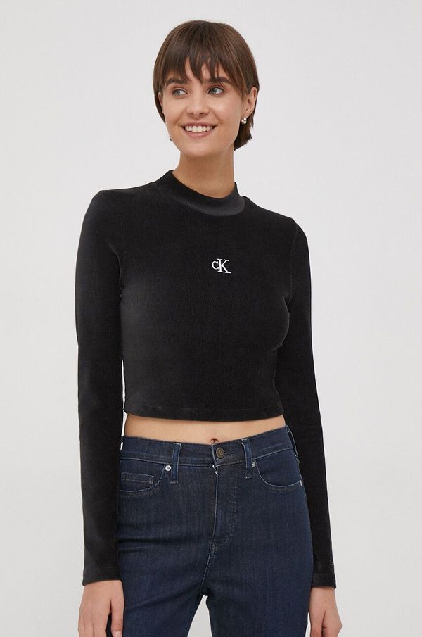 Calvin Klein Jeans Majica z dolgimi rokavi Calvin Klein Jeans ženski, črna barva