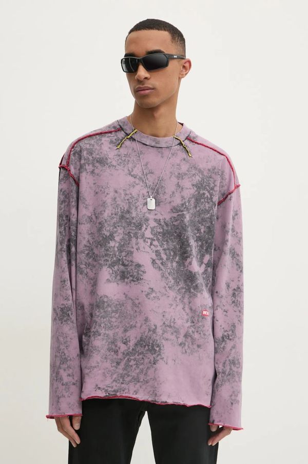 Diesel Majica z dolgimi rokavi Diesel T-CRAHOR-LS-R1 T-SHIRT moška, roza barva, A16166.0GIAR