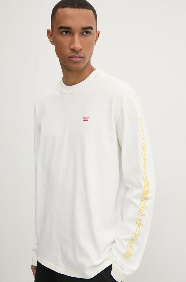 Diesel Majica z dolgimi rokavi Diesel T-CRANE-LS-R1 T-SHIRT moška, bež barva, A16627.0AKAK