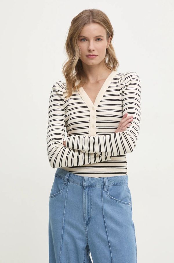 DKNY Majica z dolgimi rokavi Dkny ženska, bež barva, DJ4T1327