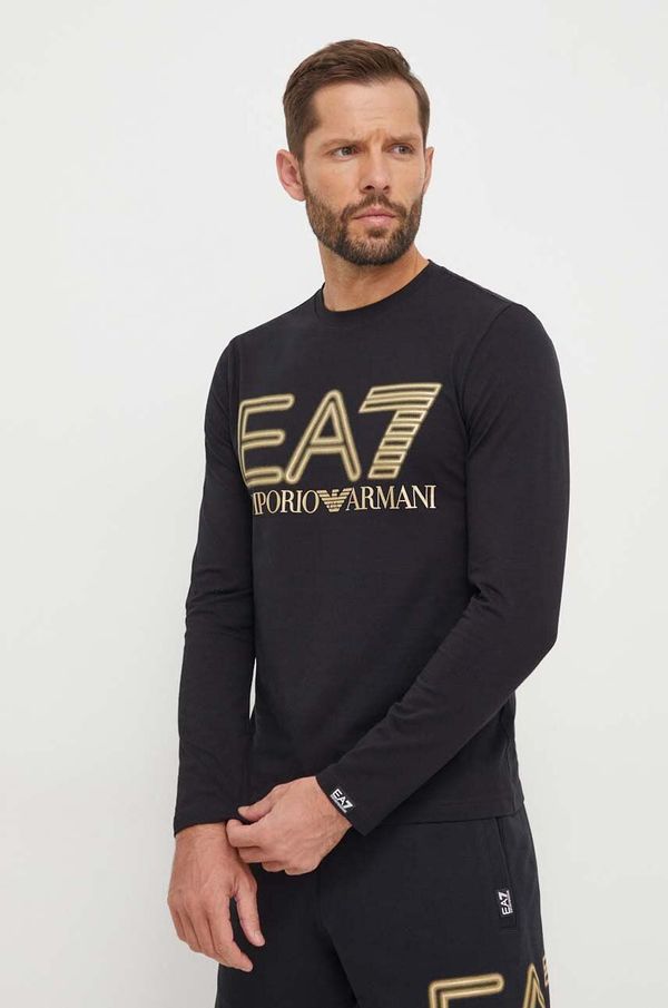 EA7 Emporio Armani Majica z dolgimi rokavi EA7 Emporio Armani moški, črna barva