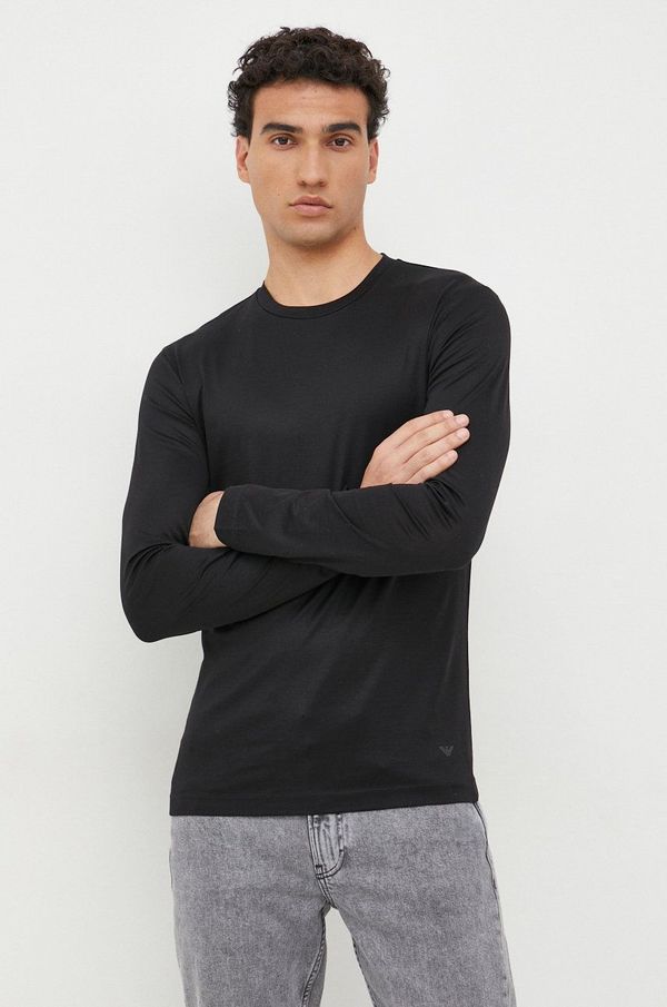 Emporio Armani Majica z dolgimi rokavi Emporio Armani moški, črna barva