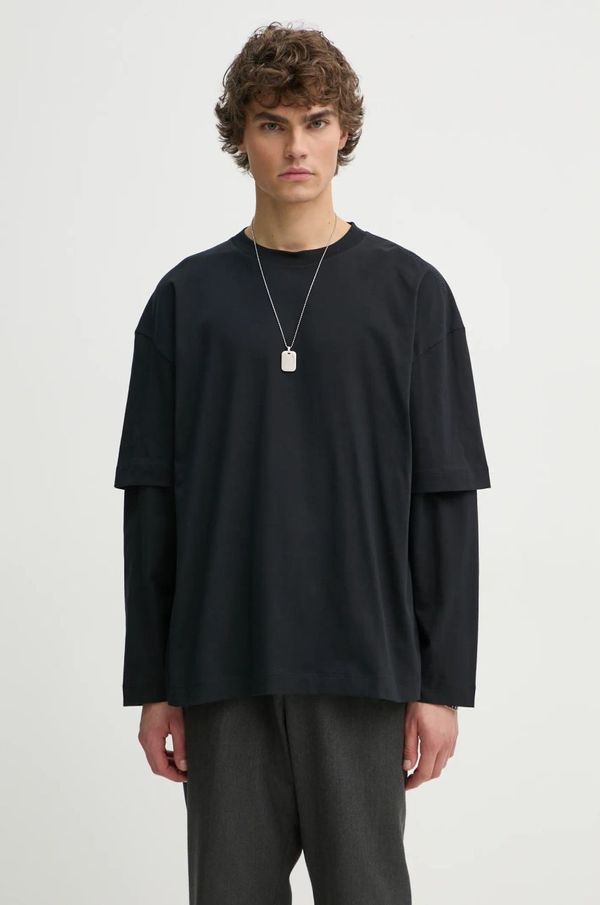 Études Studio Majica z dolgimi rokavi Études Studio moška, črna barva, H24MMTSH187