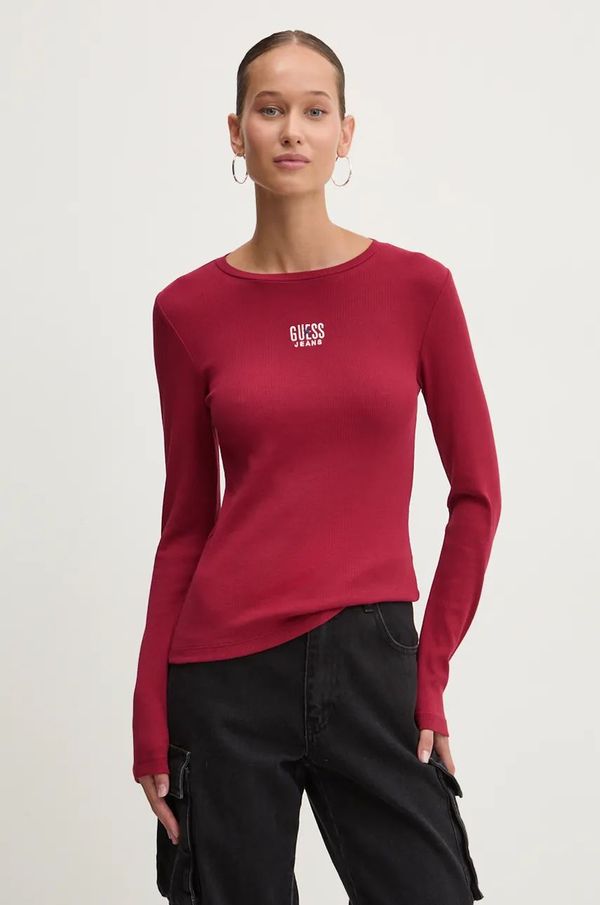 Guess Jeans Majica z dolgimi rokavi Guess Jeans ženska, rdeča barva, W4BI59 KA0H1