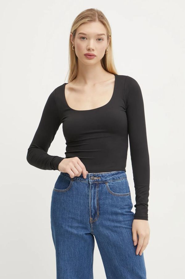 Hollister Co. Majica z dolgimi rokavi Hollister Co. ženska, črna barva, KI339-3626