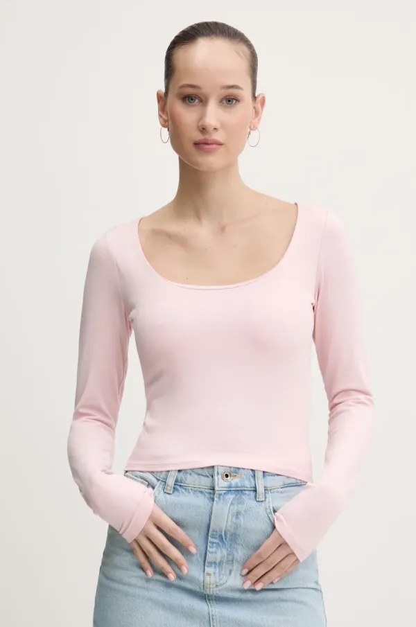 Hollister Co. Majica z dolgimi rokavi Hollister Co. ženska, roza barva, KI339.3628.601