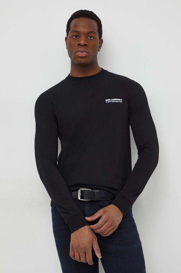 Karl Lagerfeld Majica z dolgimi rokavi Karl Lagerfeld moški, črna barva