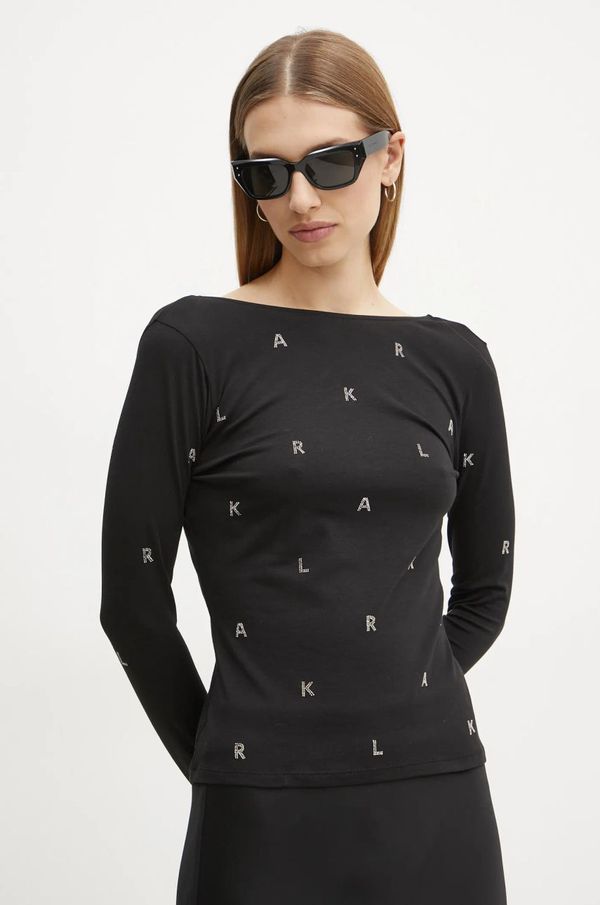 Karl Lagerfeld Majica z dolgimi rokavi Karl Lagerfeld ženska, črna barva, A1W17075