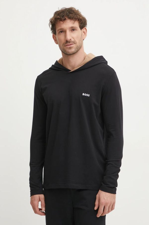 Boss Majica z dolgimi rokavi lounge BOSS črna barva