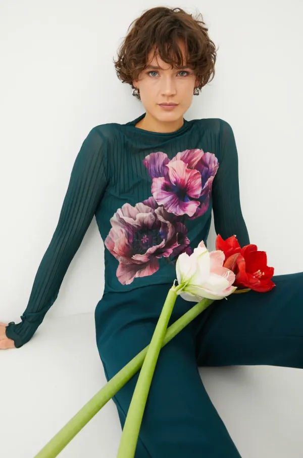 Medicine Majica z dolgimi rokavi Medicine ženski, turkizna barva