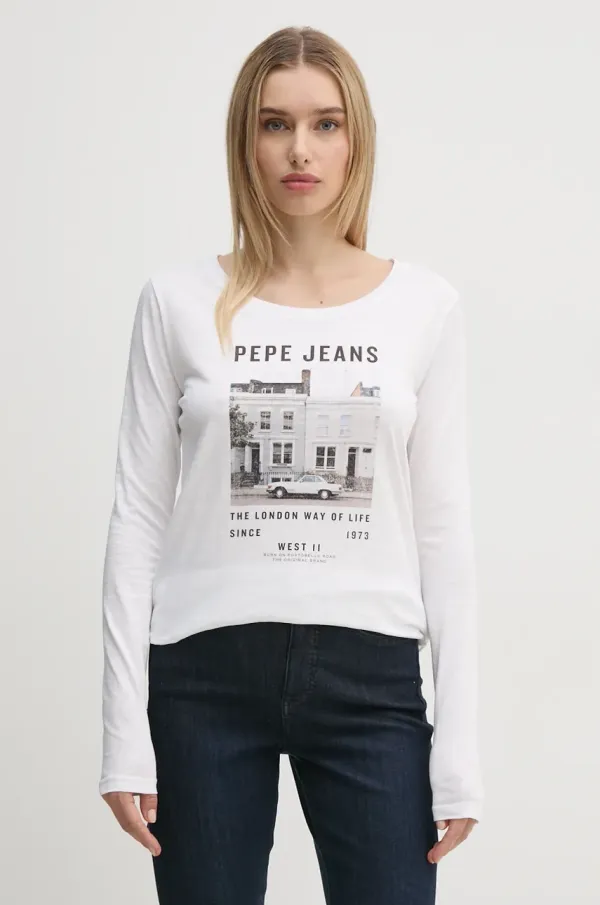 Pepe Jeans Majica z dolgimi rokavi Pepe Jeans GWEN ženska, bela barva, PL505977