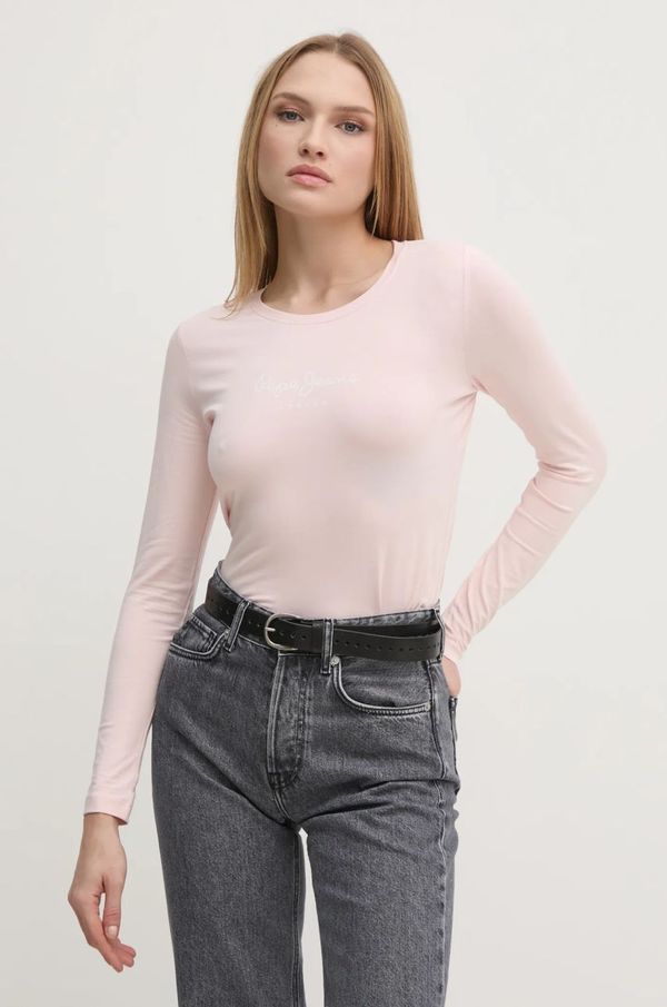 Pepe Jeans Majica z dolgimi rokavi Pepe Jeans ženski, roza barva