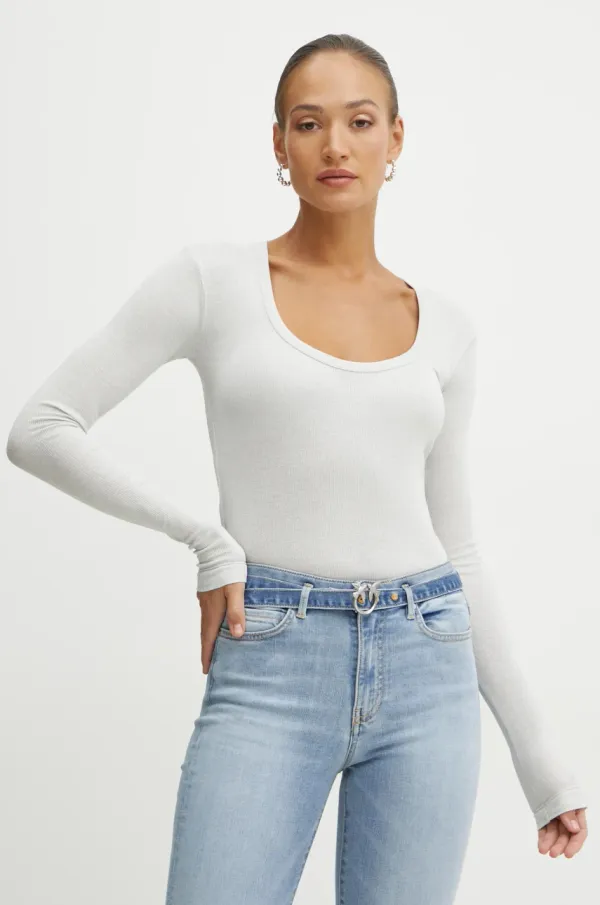 Pinko Majica z dolgimi rokavi Pinko ženska, siva barva, 104650 A2CQ