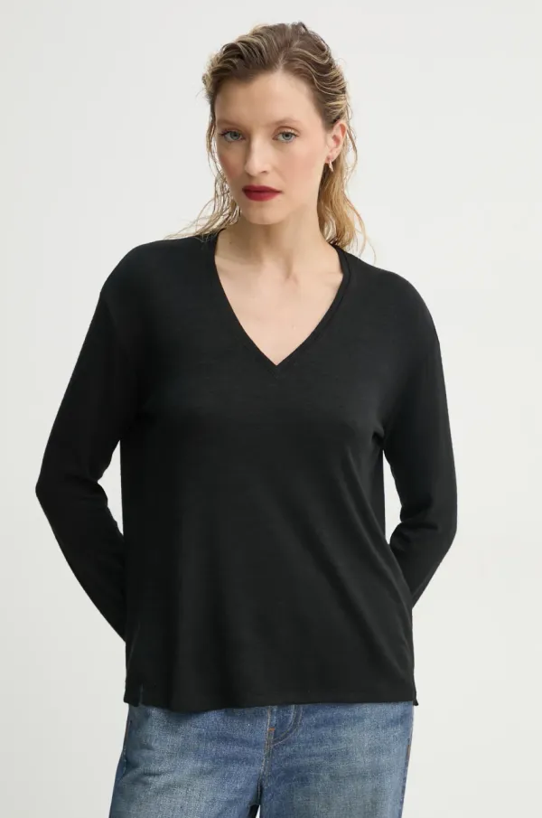 rag & bone Majica z dolgimi rokavi Rag & Bone ženska, črna barva, WCC23FT027PR27