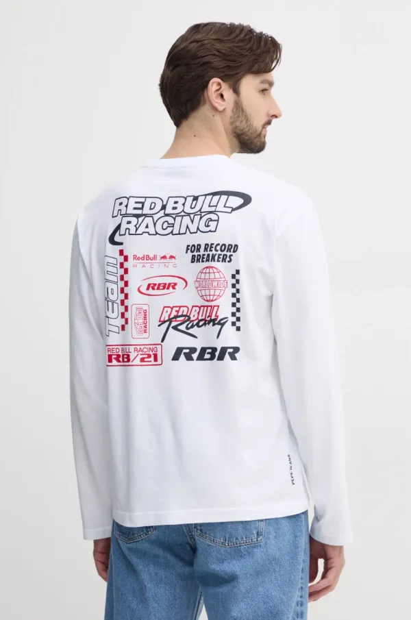 Red Bull Racing x Pepe Jeans Majica z dolgimi rokavi Red Bull Racing x Pepe Jeans SPEED LOGO LS TEE moška, bela barva, RM500013