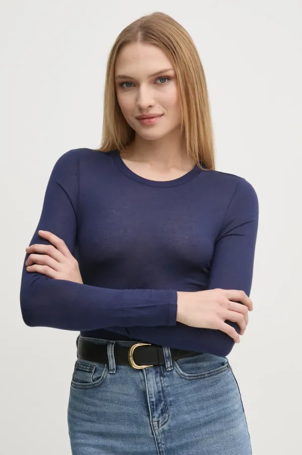 United Colors of Benetton Majica z dolgimi rokavi s primesjo kašmirja United Colors of Benetton mornarsko modra barva, 3R0KD108H