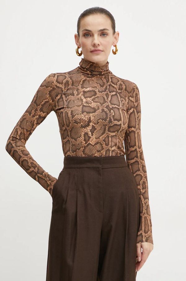 Simona Corsellini Majica z dolgimi rokavi Simona Corsellini ženska, rjava barva, A24CPMG007