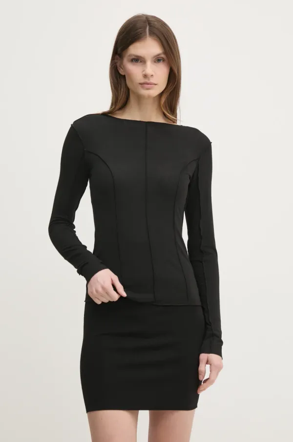 Sisley Majica z dolgimi rokavi Sisley ženska, črna barva, 33FEL106W