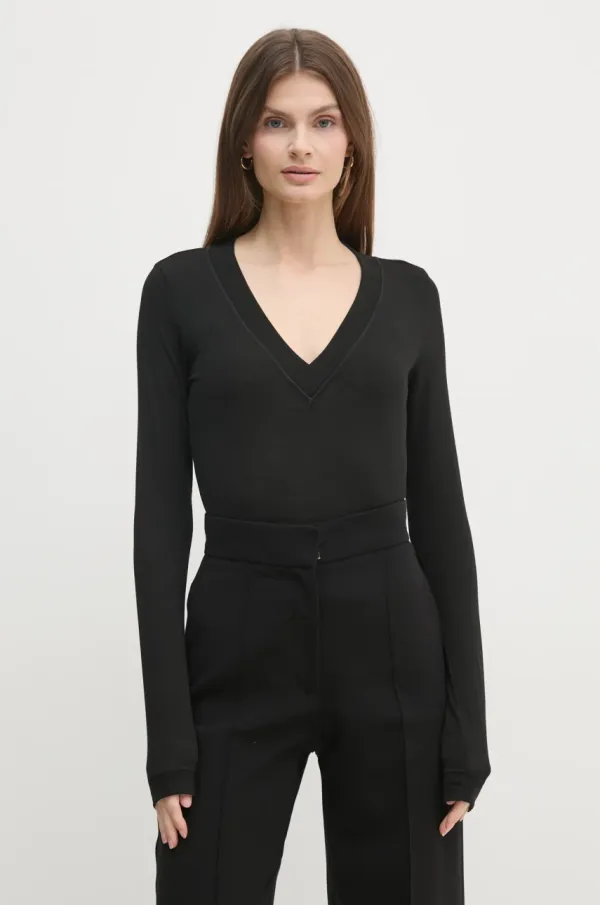 Sisley Majica z dolgimi rokavi Sisley ženska, črna barva, 33FEL400V