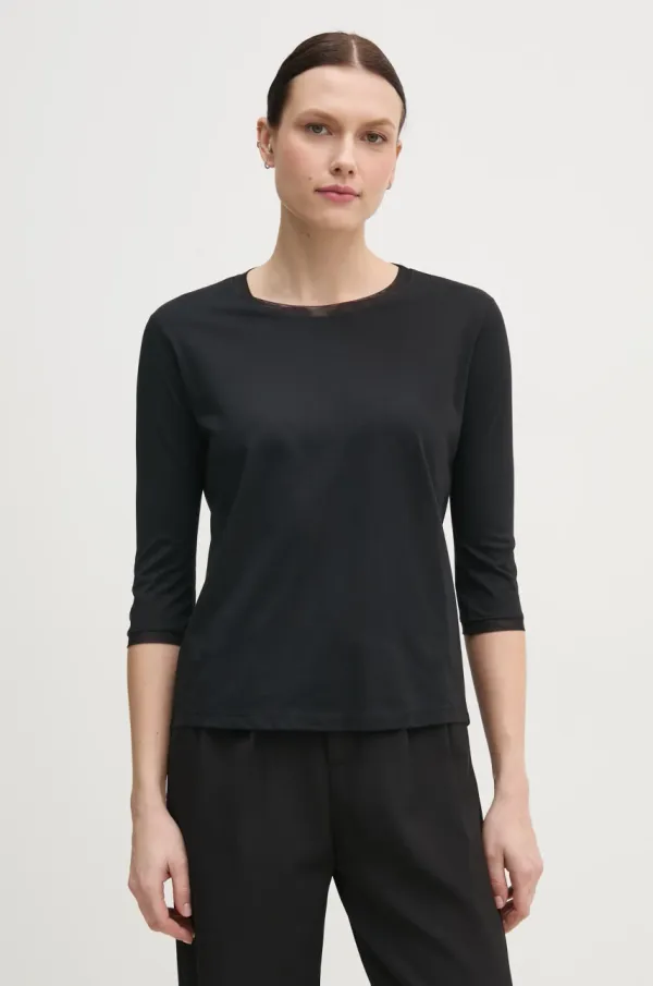 Sisley Majica z dolgimi rokavi Sisley ženska, črna barva, 38B6L1079