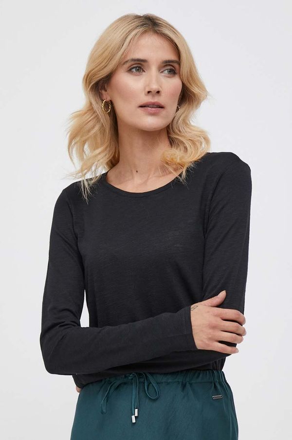Sisley Majica z dolgimi rokavi Sisley ženski, črna barva