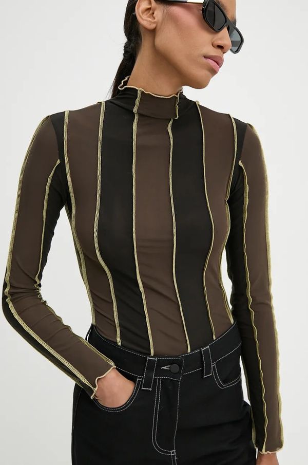 Sunnei Majica z dolgimi rokavi Sunnei ženska, rjava barva, RTWWTOP003