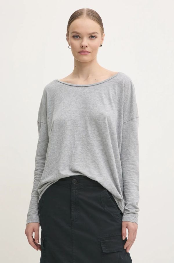 Superdry Majica z dolgimi rokavi Superdry ženska, siva barva, W6011975A-HFZ