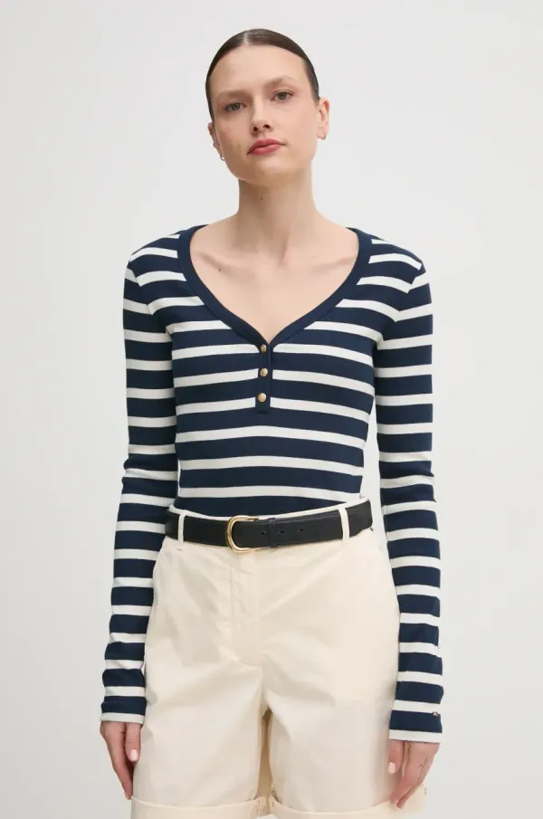 Tommy Hilfiger Majica z dolgimi rokavi Tommy Hilfiger mornarsko modra barva, WW0WW43905